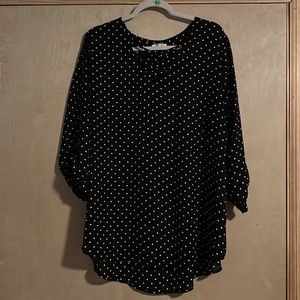 Maurice’s top, black with white dots, size 3XL